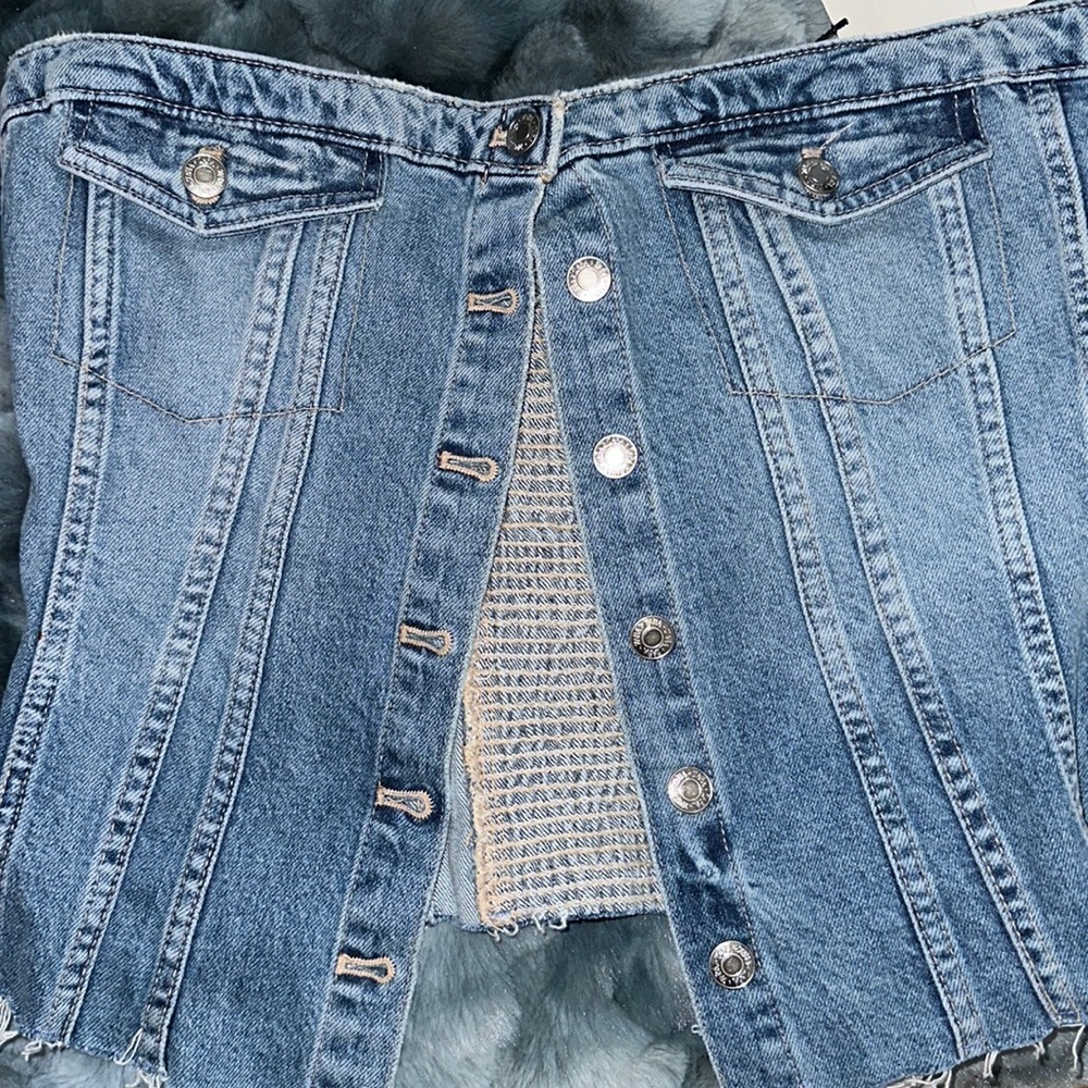 CORSET STYLE DENIM TOP TRF